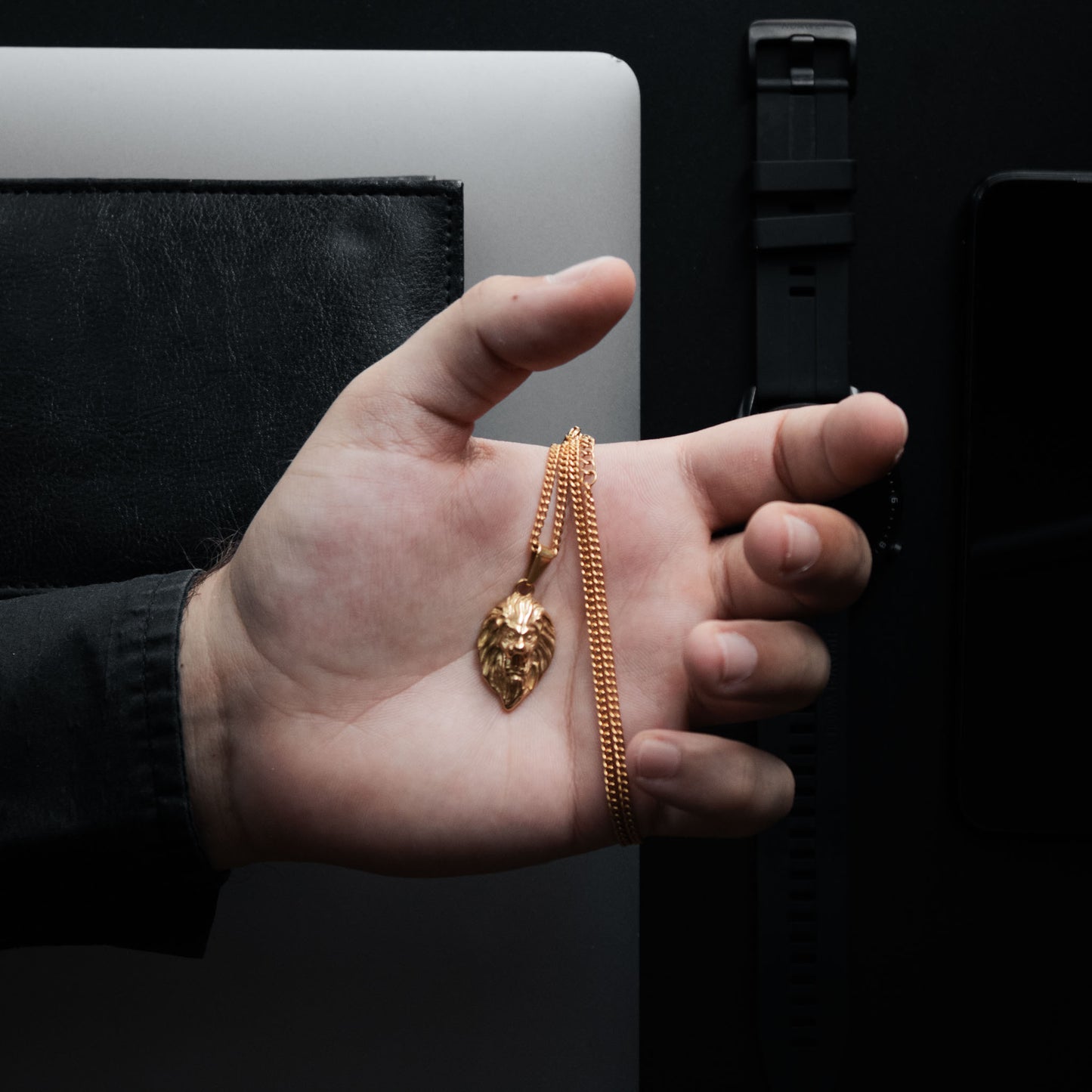 Lion Head Pendant (Gold)