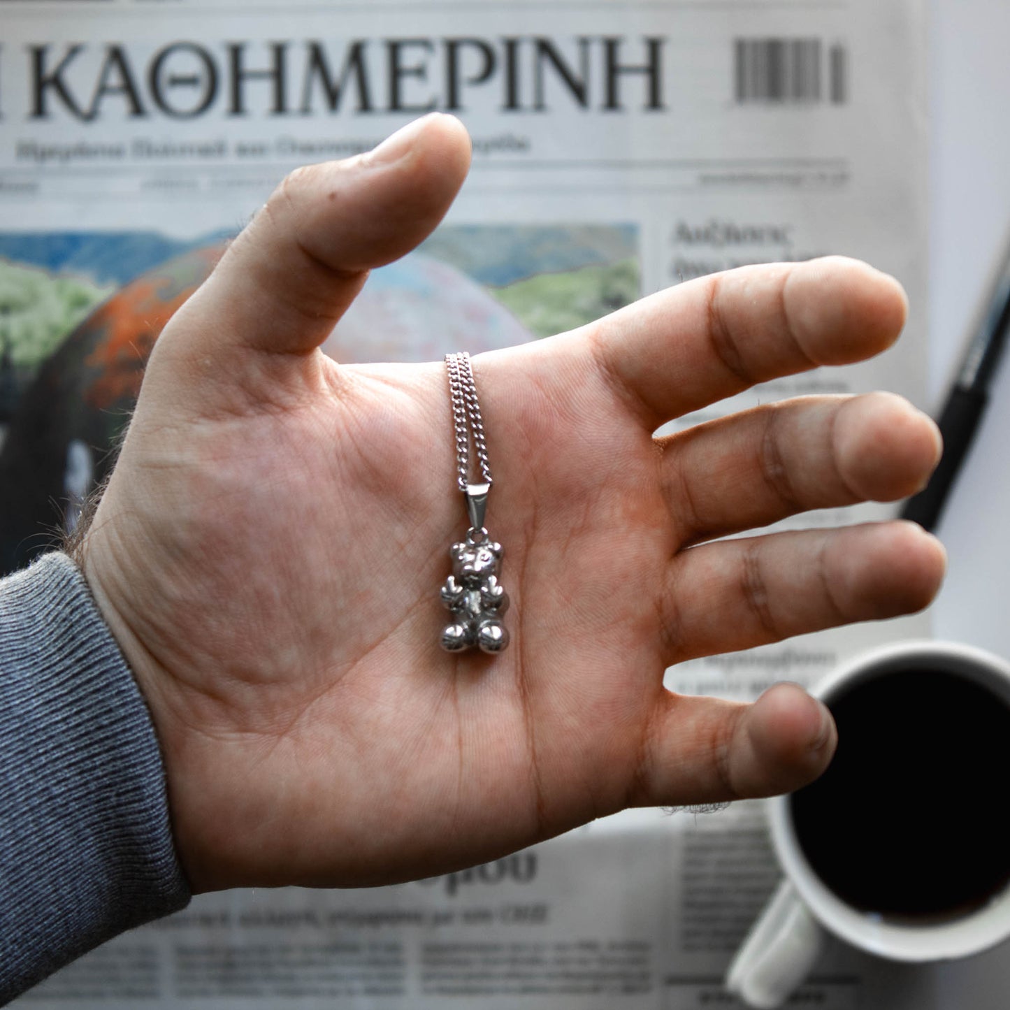 Angry Bear Pendant (Silver)